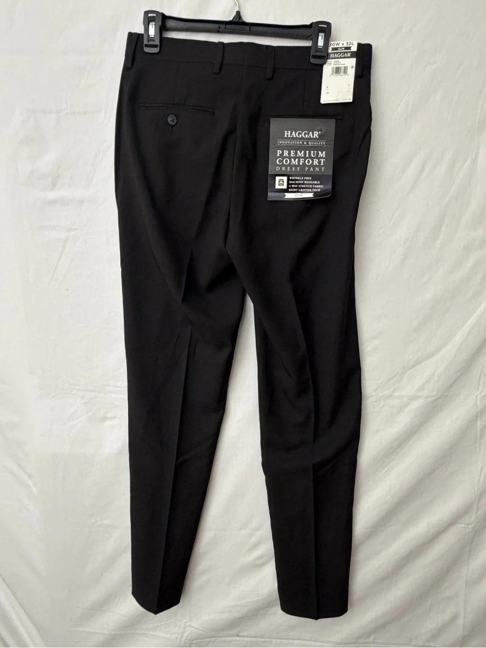 Men’s Haggar Black Slim Dress Pants 30x32 Premium Flex NWT(A745)